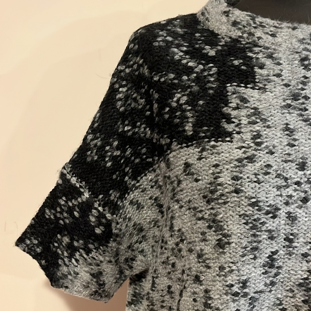 Leo&Sage -women’s mock neck wool blend sweater short sleeves black/grey size P/S - Picture 5 of 11